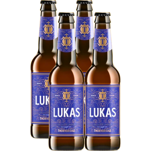 Four bottles of Thornbridge Lukas Helles Lager
