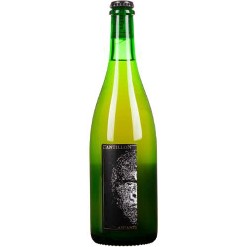 A bottle of Cantillon Ashanti on a white background.