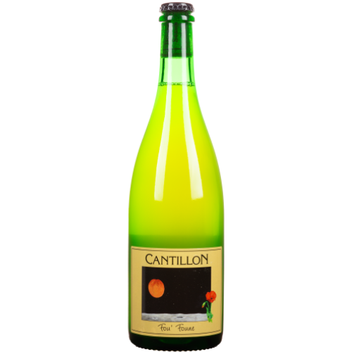 A bottle of Cantillon Fou Foune on a white background
