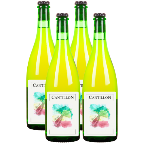Four bottles of Cantillon Nath on a white background