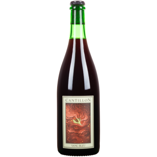 Bottle of Cantillon Sang Bleu on a white background