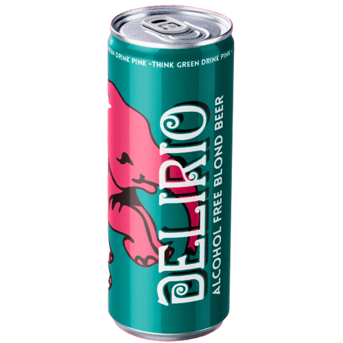Delirio alcohol-free blond beer can on a white background