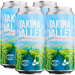 Four cans of Garage Project Yakima Valley beer on a white background
