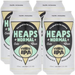 Four cans of Heaps Normal Third IPA on a white background