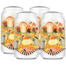 Four white aluminium cans of craft beer arranged in a cluster, featuring a colorful cartoon illustration of mushrooms and the words 'GOOD TRIP' on the labels.