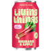 Living Things prebiotic soda can with rhubarb and apple flavor on a white background