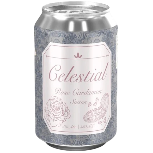 A can of 'Celestial' Rose Cardamom Saison on a white background
