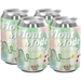 Four cans of Float Mode Hazy Pale Ale with a floral design on a white background
