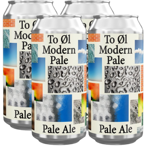 Four cans of 'To Ol Modern Pale Ale' with a colorful label design.