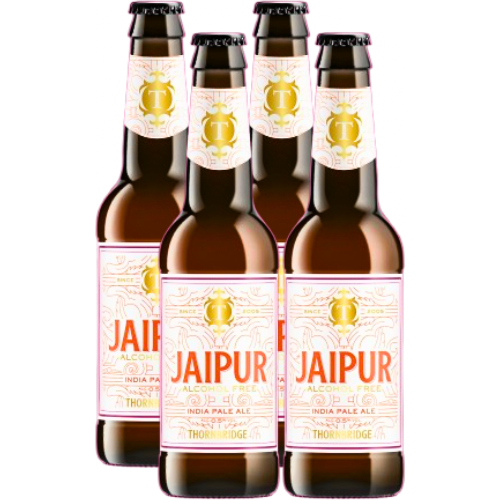 Four bottles of Jaipur Alcohol Free IPA