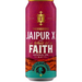 A single can of Thornbridge Jaipur X & A Whole Lot of Faith Imperial IPA beer, featuring a deep magenta label with gold, white, and teal accents, isolated on a white background.