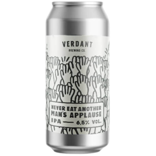 A can of Verdant Never Eat Another Man's Applause IPA 6.5% Vol on a white background