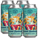 Four aluminum cans of Vocation Brewery Brewed Awakening Breakfast Stout arranged together, featuring a colorful retro-style label with teal, orange, pink, yellow, and blue abstract artwork and text.