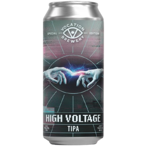 A can of Vocation Brewery special edition High Voltage TIPA on a white background.