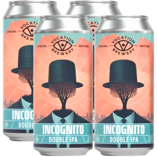 Four cans of Vocation Brewery Incognito Double IPA